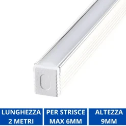 Strisce Led-Ideal Lux Profilo alto 2mt per strisce led max 6mm bianco con diffusore