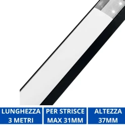 Strisce Led-Ideal Lux Profilo alto nero 3mt per strisce led max 31mm