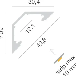 Strisce Led-Gea Luce Profilo anfolare avana 2mt bianco per strisce led max 10mm