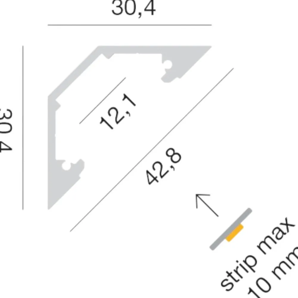 Strisce Led-Gea Luce Profilo anfolare avana 2mt bianco per strisce led max 10mm