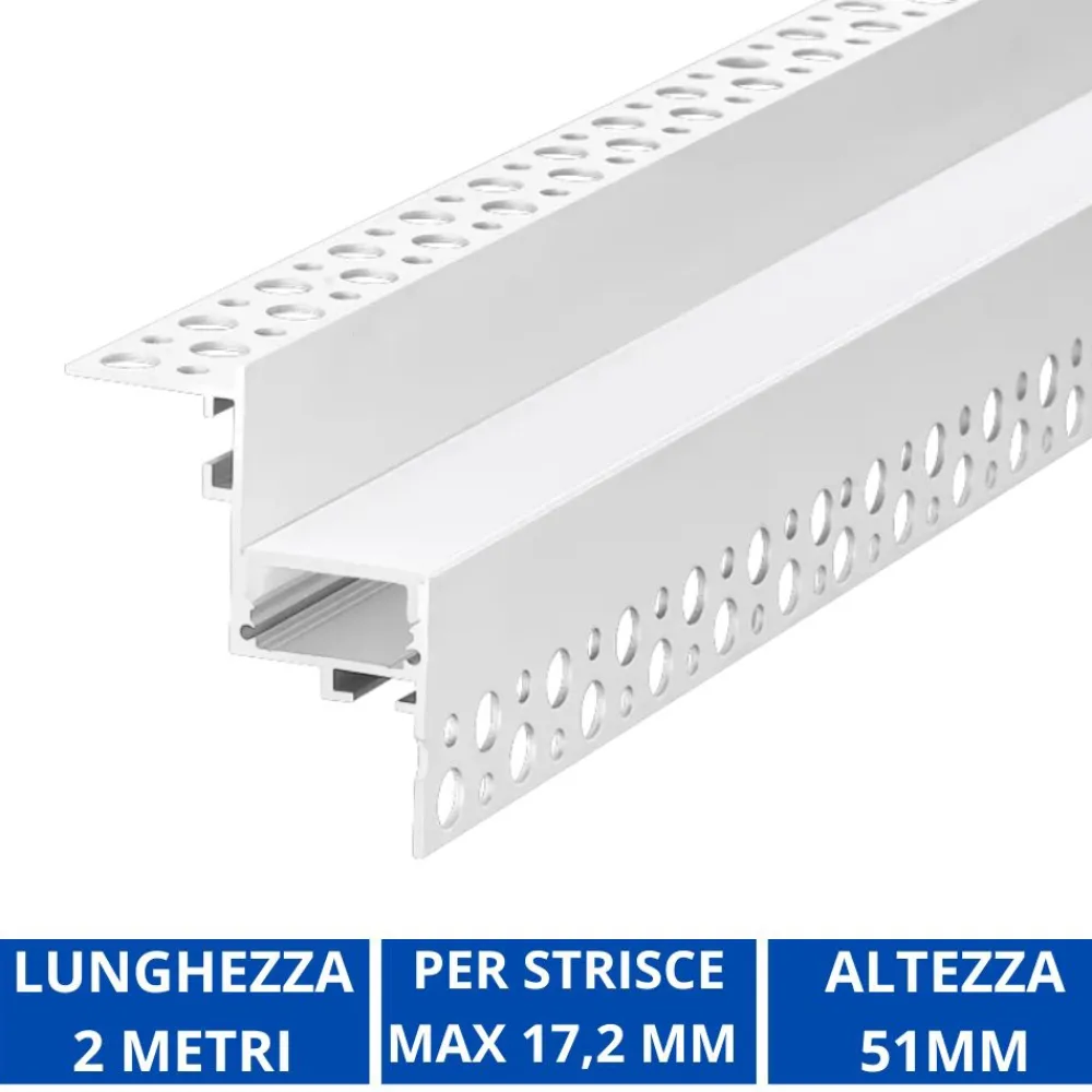 Strisce Led-Ideal Lux Profilo angolare da incasso 2mt per strisce led max 17mm