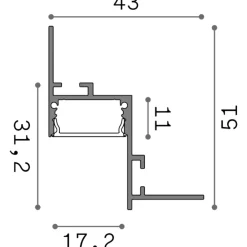 Strisce Led-Ideal Lux Profilo angolare da incasso 2mt per strisce led max 17mm