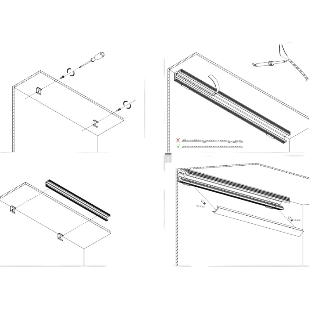 Strisce Led-Gea Luce Profilo angolare grigio 2mt per strip led max 10mm skub