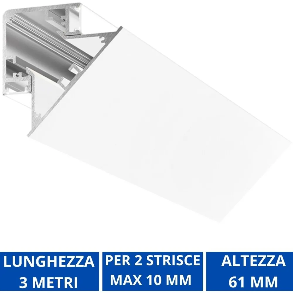 Strisce Led-Gea Luce Profilo angolare 3mt bianco lubiana d per n2 strip led max 20mm
