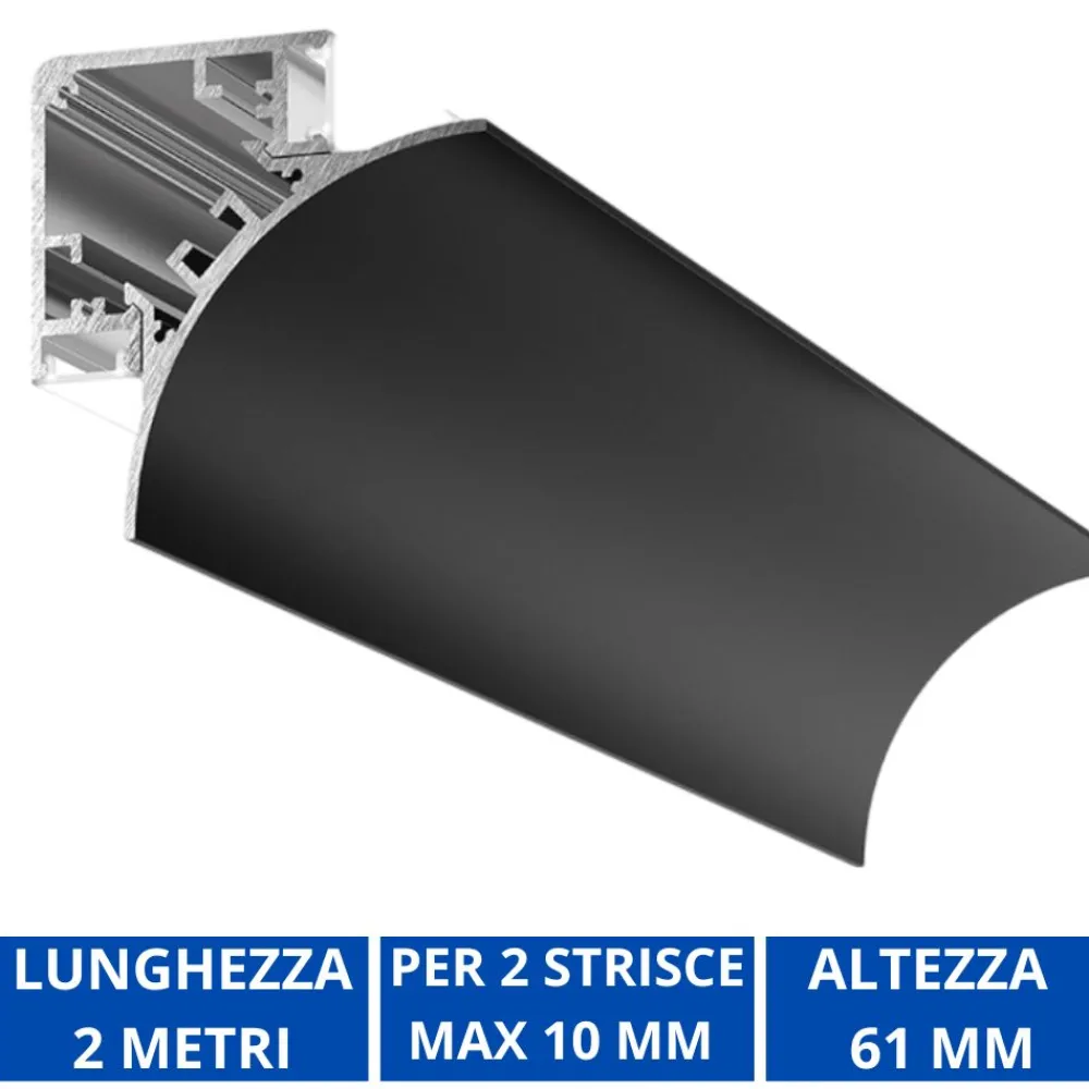 Strisce Led-Gea Luce Profilo angolare 2mt nero lubiana c per n2 strip led max 10mm