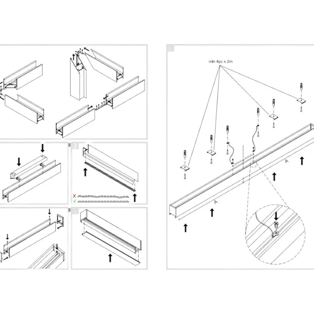 Strisce Led-Gea Luce Profilo bianco 2mt plafone rabat per max strip led 30mm