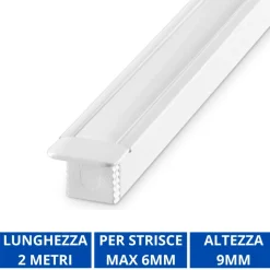 Strisce Led-Ideal Lux Profilo da incasso 2mt bianco per strisce led max 6mm