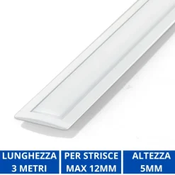 Strisce Led-Ideal Lux Profilo da incasso 3mt piatto bianco per strisce led max 12mm