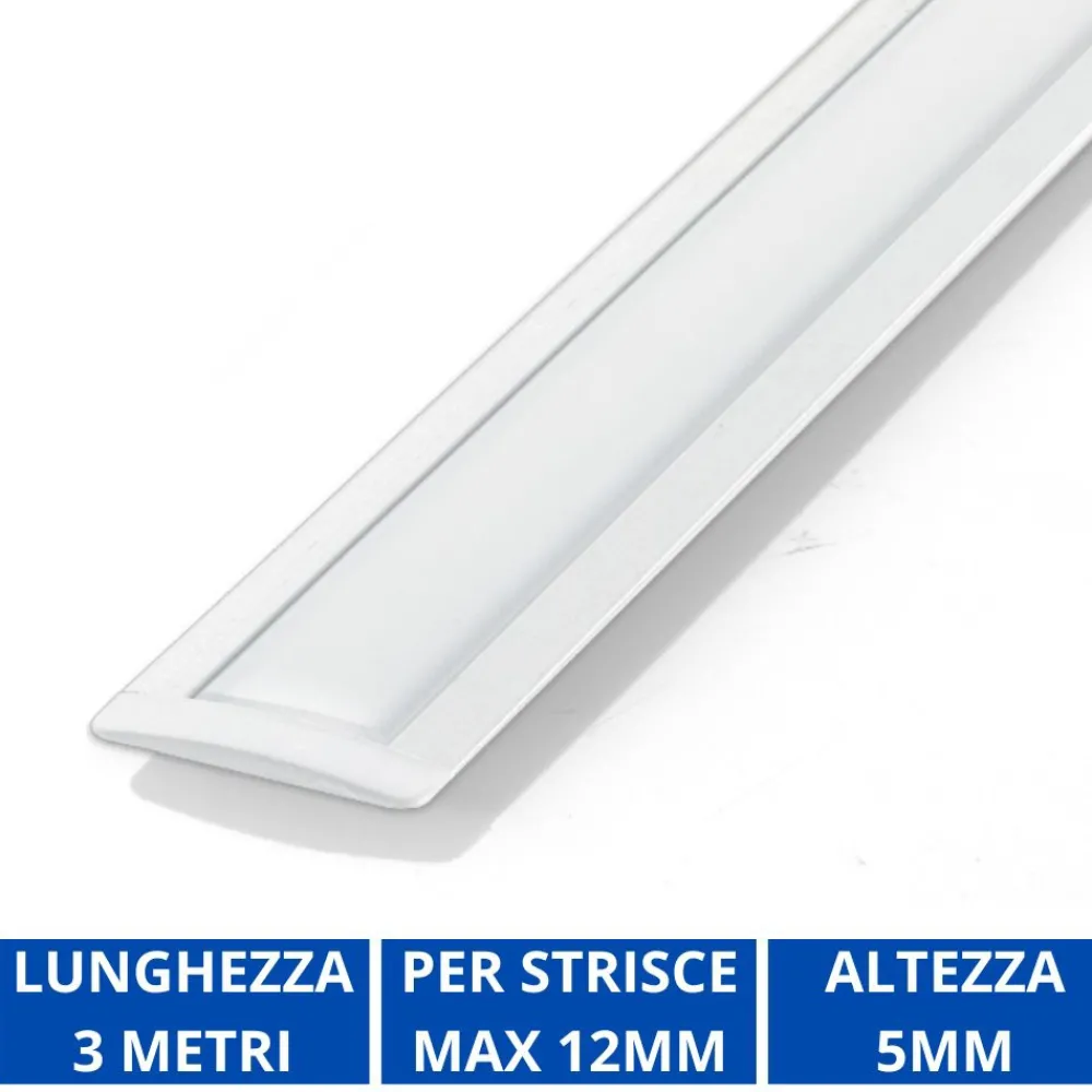 Strisce Led-Ideal Lux Profilo da incasso 3mt piatto bianco per strisce led max 12mm