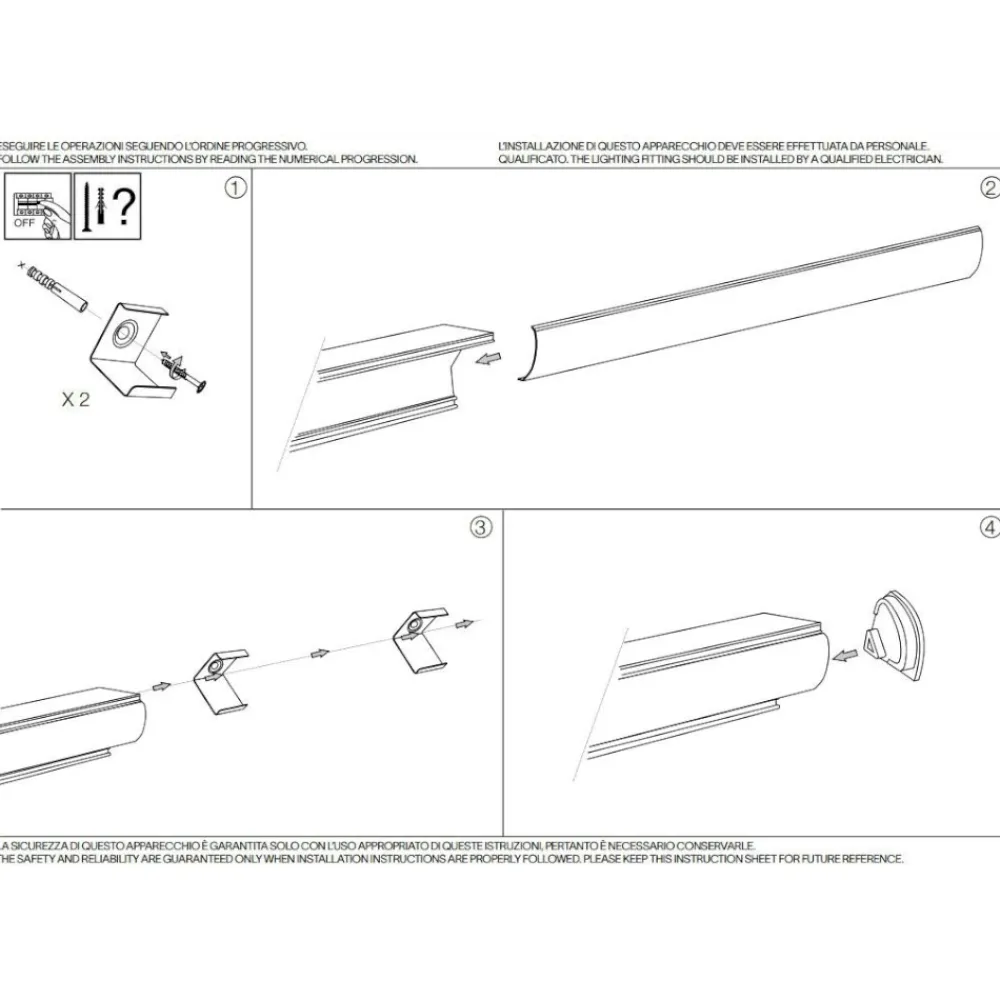 Strisce Led-Ideal Lux Profilo 2mt angolare lineare bianco per strisce led max 11mm
