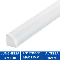 Strisce Led-Ideal Lux Profilo 3mt angolare lineare per strip led max 11mm