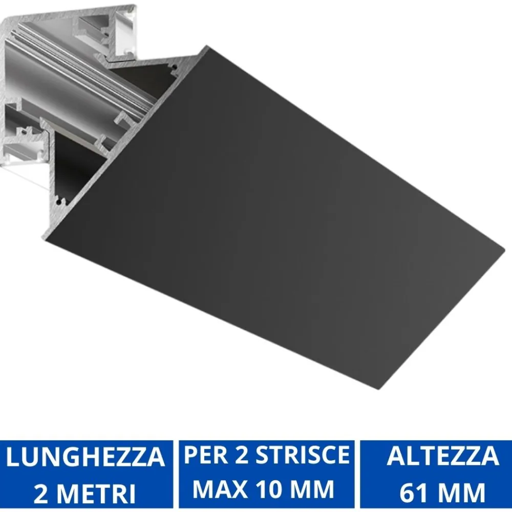 Strisce Led-Gea Luce Profilo 2mt angolare nero lubiana d per n2 strip led max 10mm