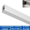 Strisce Led-Gea Luce Profilo 3mt bianco biemissione tirana per n3 strip led max 100mm