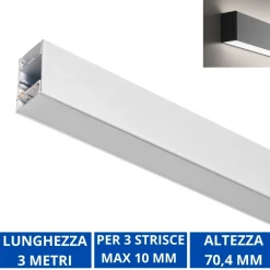 Strisce Led-Gea Luce Profilo 3mt bianco biemissione tirana per n3 strip led max 100mm