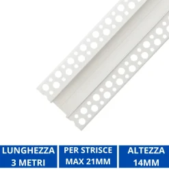 Strisce Led-Ideal Lux Profilo 3mt ideallux da incasso per strisce led max 21mm