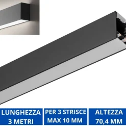 Strisce Led-Gea Luce Profilo 3mt nero biemissione tirana per n3 strip led max 10mm