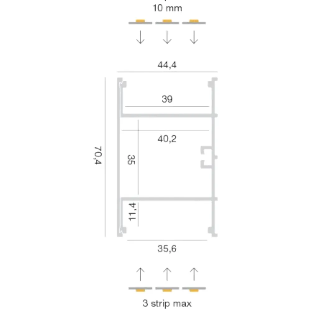 Strisce Led-Gea Luce Profilo 2mt nero biemissione tirana per n3 strip led max 10mm