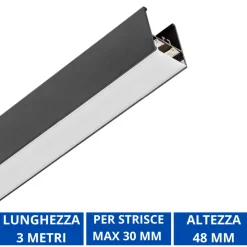Strisce Led-Gea Luce Profilo 3mt nero brasilia plafone per max 3 strip led 10mm