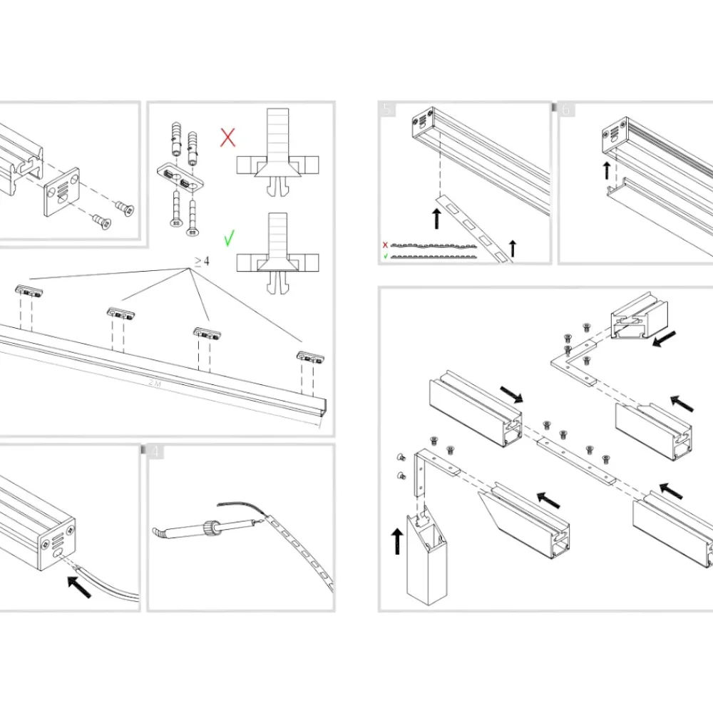 Strisce Led-Gea Luce Profilo 2mt nero riga g per strip led max 10mm
