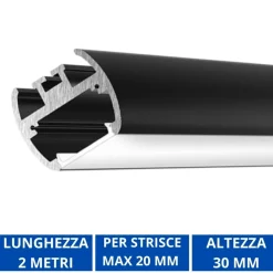 Strisce Led-Gea Luce Profilo 2mt plafone nero baku g per strip led max 20mm