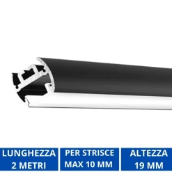 Strisce Led-Gea Luce Profilo 2mt plafone nero baku p per strip led max 10mm