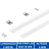 Strisce Led-Gea Luce Profilo plafone bianco 2mt per strip led max 20mm
