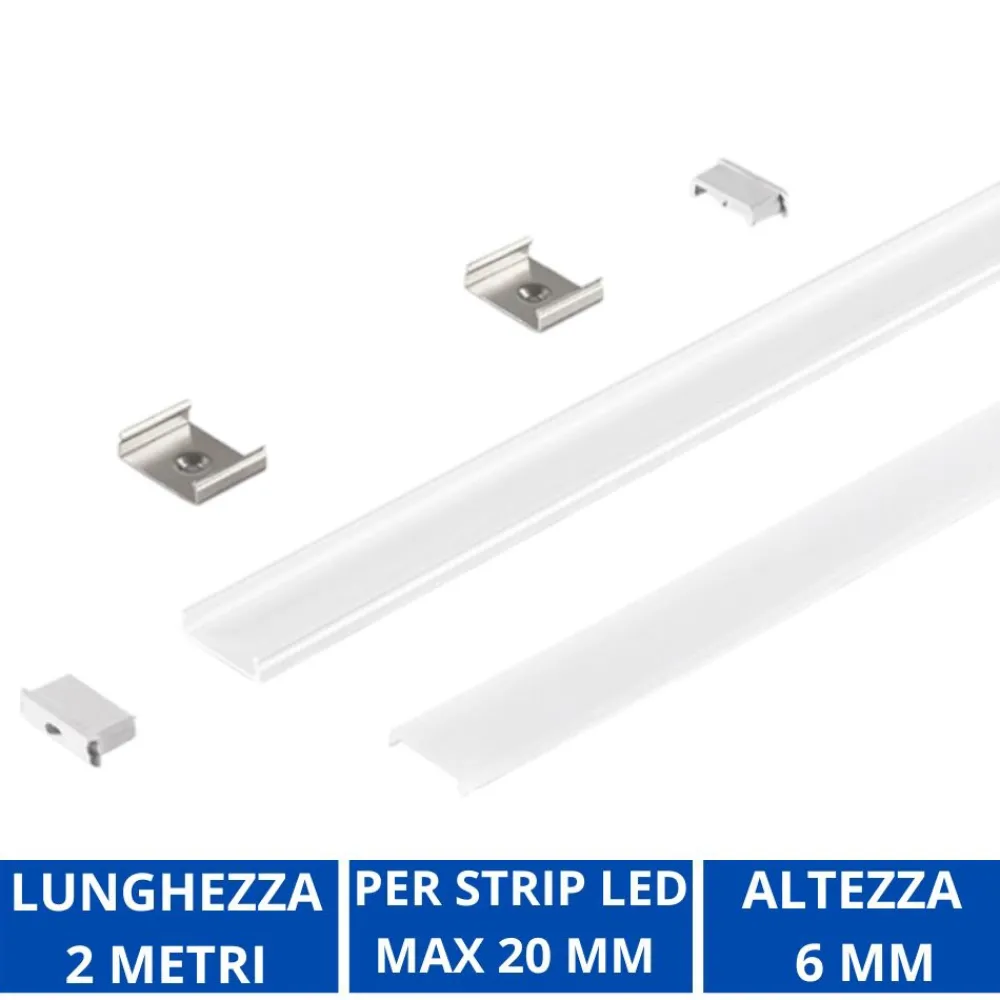 Strisce Led-Gea Luce Profilo plafone bianco 2mt per strip led max 20mm