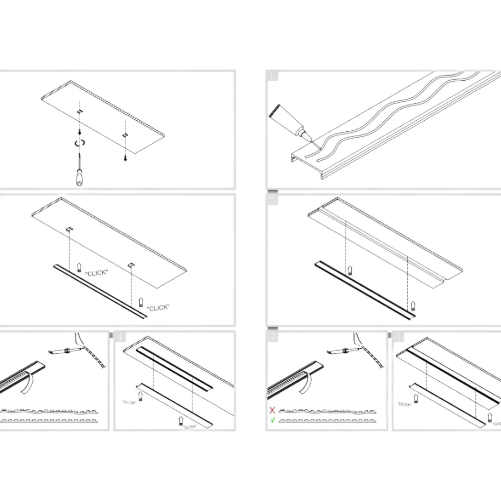 Strisce Led-Gea Luce Profilo plafone bianco 2mt per strip led max 20mm