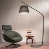 Lampade Da Terra-Ondaluce Pt liana lampada ad arco nera design per salotto moderno