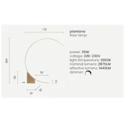 Lampade Da Terra-Ondaluce Pt rune piantana ad arco design moderno led 3000k oro