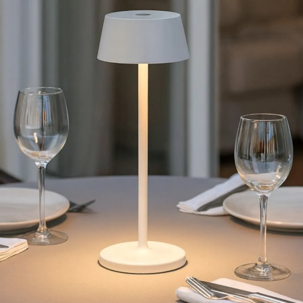 Lampade Da Tavolino Esterno-Ideal Lux Pure tl lampada da tavolino bianca da esterno ricaricabile led 3000k