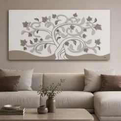 Quadri Moderni-Selezionato da Mazzolaluce Quadro albero della vita moderno 60x120 legno bianco tortora grigio