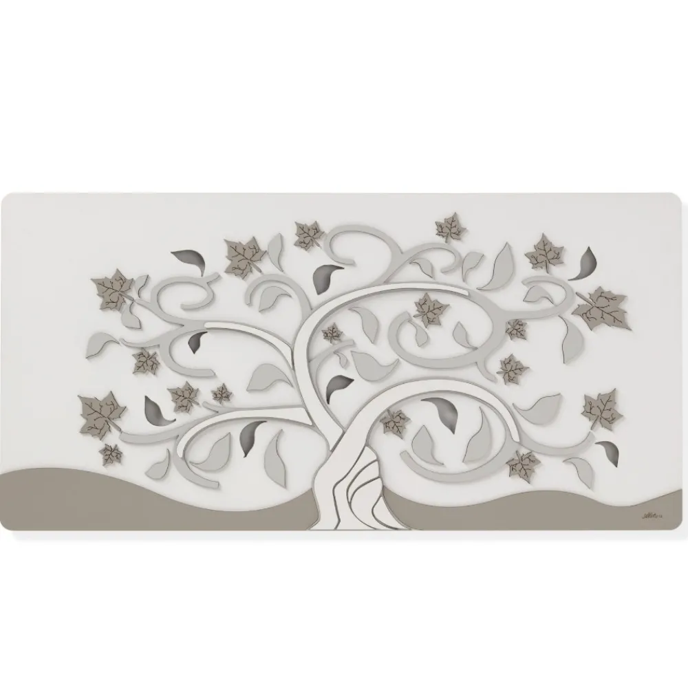 Quadri Moderni-Selezionato da Mazzolaluce Quadro albero della vita moderno 60x120 legno bianco tortora grigio