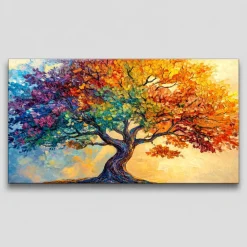 Quadri Moderni-Selezionato da Mazzolaluce Quadro albero della vita multicolor 77x143 cm stampa con decoro a rilievo