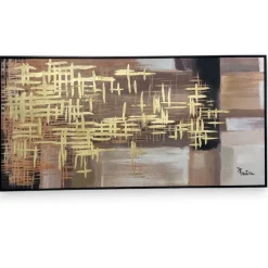 Quadri Moderni-Selezionato da Mazzolaluce Quadro astratto gioco dorato 120x60 per soggiorno