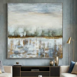 Quadri Moderni-Selezionato da Mazzolaluce Quadro astratto materico con cornice riflessi 100x100