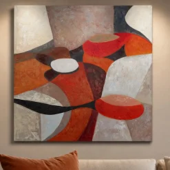 Quadri Moderni-Selezionato da Mazzolaluce Quadro astratto moderno danza di forme 80x80 cm dipinto su tela a rilievo