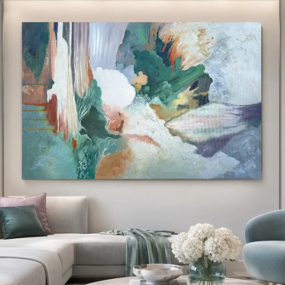 Quadri Moderni-Selezionato da Mazzolaluce Quadro astratto moderno dipinto multicolore su tela materico a rilievo 80x120