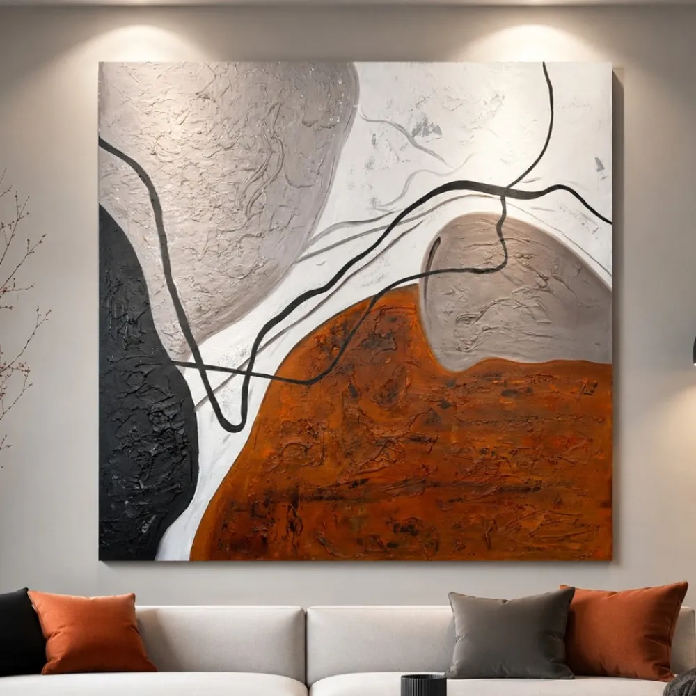 Quadri Moderni-Selezionato da Mazzolaluce Quadro astratto moderno linea e materia 120x120 per salone
