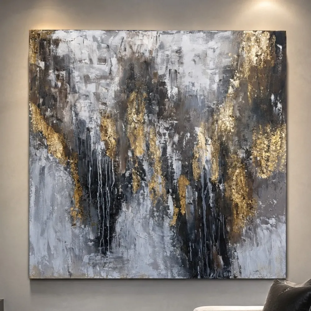 Quadri Moderni-Selezionato da Mazzolaluce Quadro astratto moderno materia di luce 80x80 cm dipinto a rilievo per salone