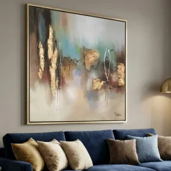 Quadri Moderni-Selezionato da Mazzolaluce Quadro astratto moderno oro 100x100 per soggiorno