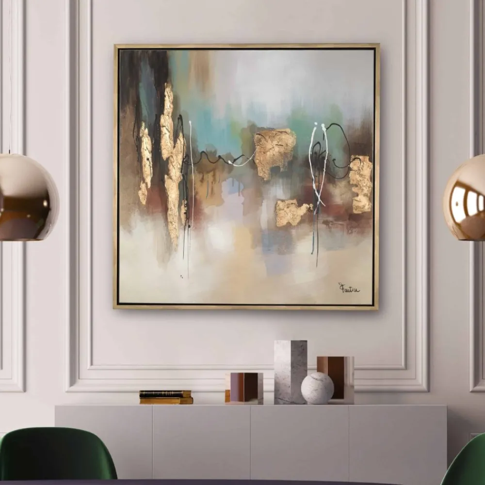 Quadri Moderni-Selezionato da Mazzolaluce Quadro astratto moderno oro 100x100 per soggiorno
