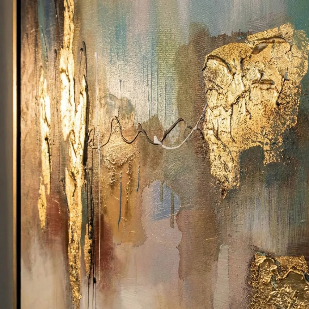 Quadri Moderni-Selezionato da Mazzolaluce Quadro astratto moderno oro 100x100 per soggiorno