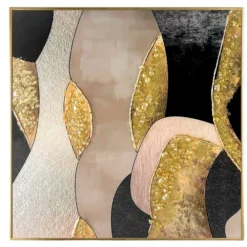 Quadri Moderni-Selezionato da Mazzolaluce Quadro astratto moderno resina lucido cornice oro 90x90