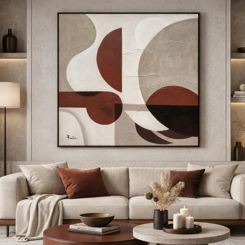 Quadri Moderni-Selezionato da Mazzolaluce Quadro astratto moderno tela materica con cornice 100x100