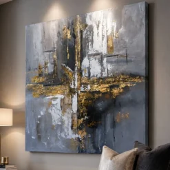 Quadri Moderni-Selezionato da Mazzolaluce Quadro astratto moderno tracce di luce 80x80 cm dipinto a rilievo