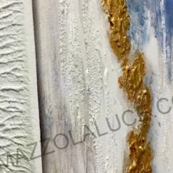 Quadri Moderni-Selezionato da Mazzolaluce Quadro astratto moderno 122x72 azzurro bianco oro per soggiorno