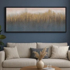Quadri Moderni-Selezionato da Mazzolaluce Quadro astratto moderno 65x150 cm materico cornice legno nero e argento