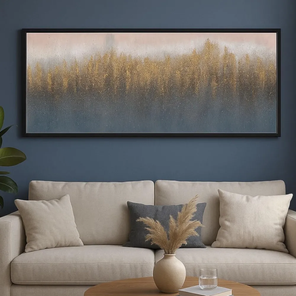 Quadri Moderni-Selezionato da Mazzolaluce Quadro astratto moderno 65x150 cm materico cornice legno nero e argento