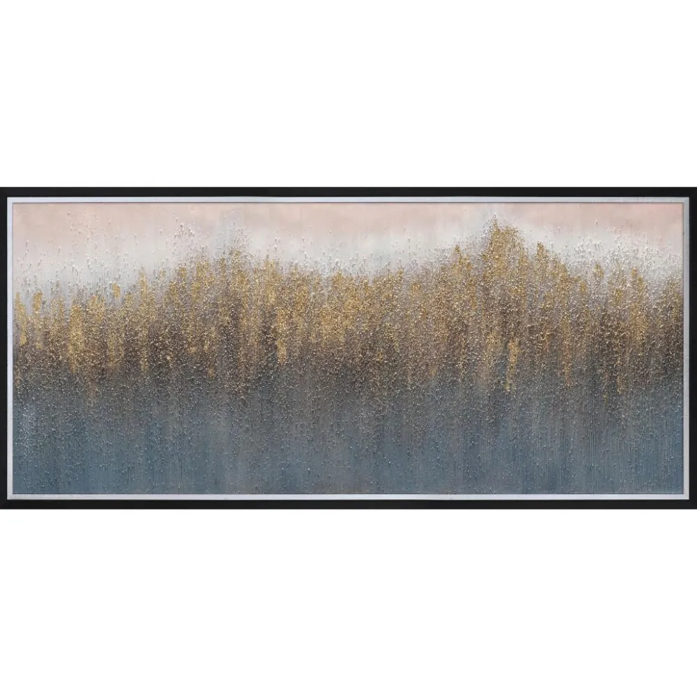 Quadri Moderni-Selezionato da Mazzolaluce Quadro astratto moderno 65x150 cm materico cornice legno nero e argento